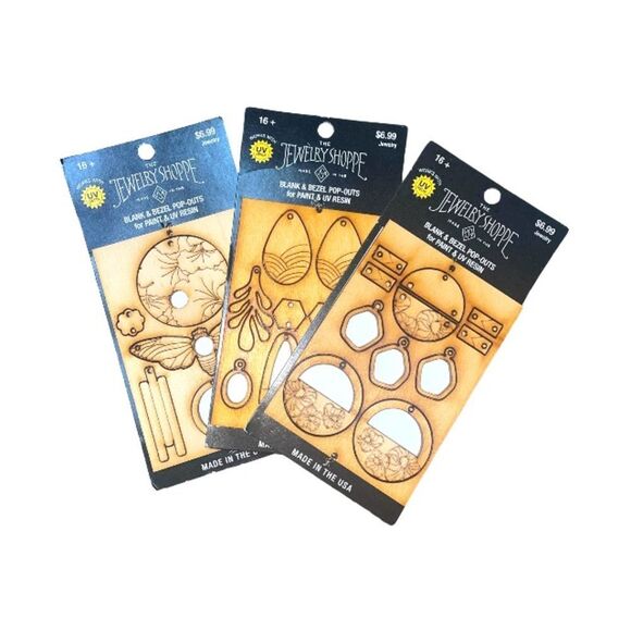 3 x Blank & Bezel Pop-Outs Bundle Baltic Birch Jewelry Making UV Resin & Paint - Picture 1 of 4